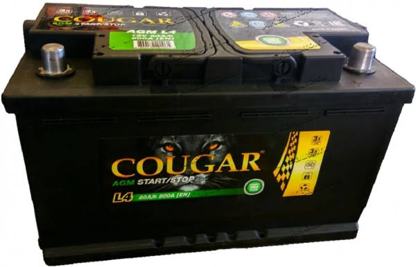 Аккумулятор COUGAR AGM START STOP PLUS L4 80 А/ч ток 800А о/п