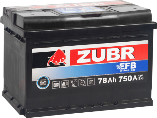 Аккумулятор ZUBR EFB 78.0 А/ч 278х175х190 750EN о/п