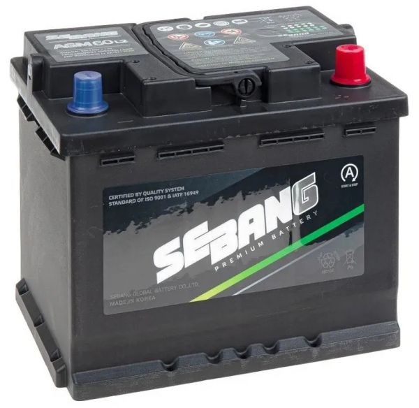 Аккумулятор SEBANG AGM 60 А/ч L2 245x175x190 EN640 А обр