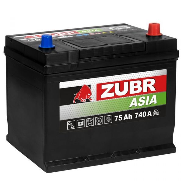 Аккумулятор ZUBR PREMIUM JIS 75.0 А/ч Asia о/п